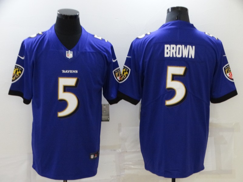 Men's Baltimore Ravens Marquise Brown #5 Purple Jersey